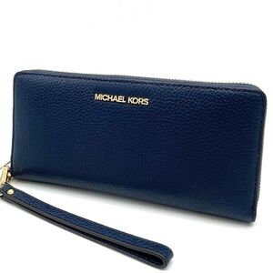 Michael Kors Large Continental Wallet Wristlet Navy Blue (NWT)
